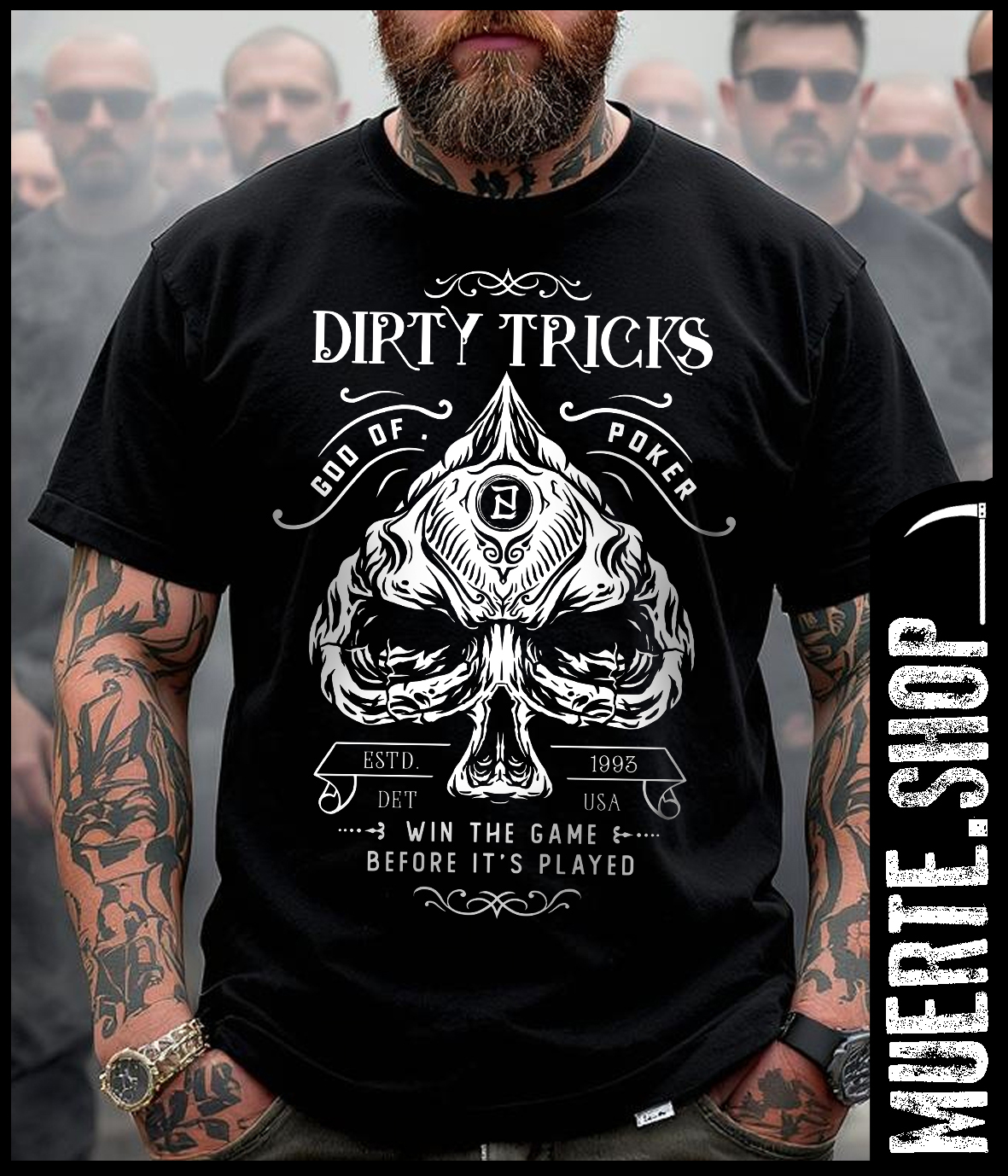 Черна тениска DIRTY TRICKS POKER с щампа Черна тениска DIRTY TRICKS POKER с щампа